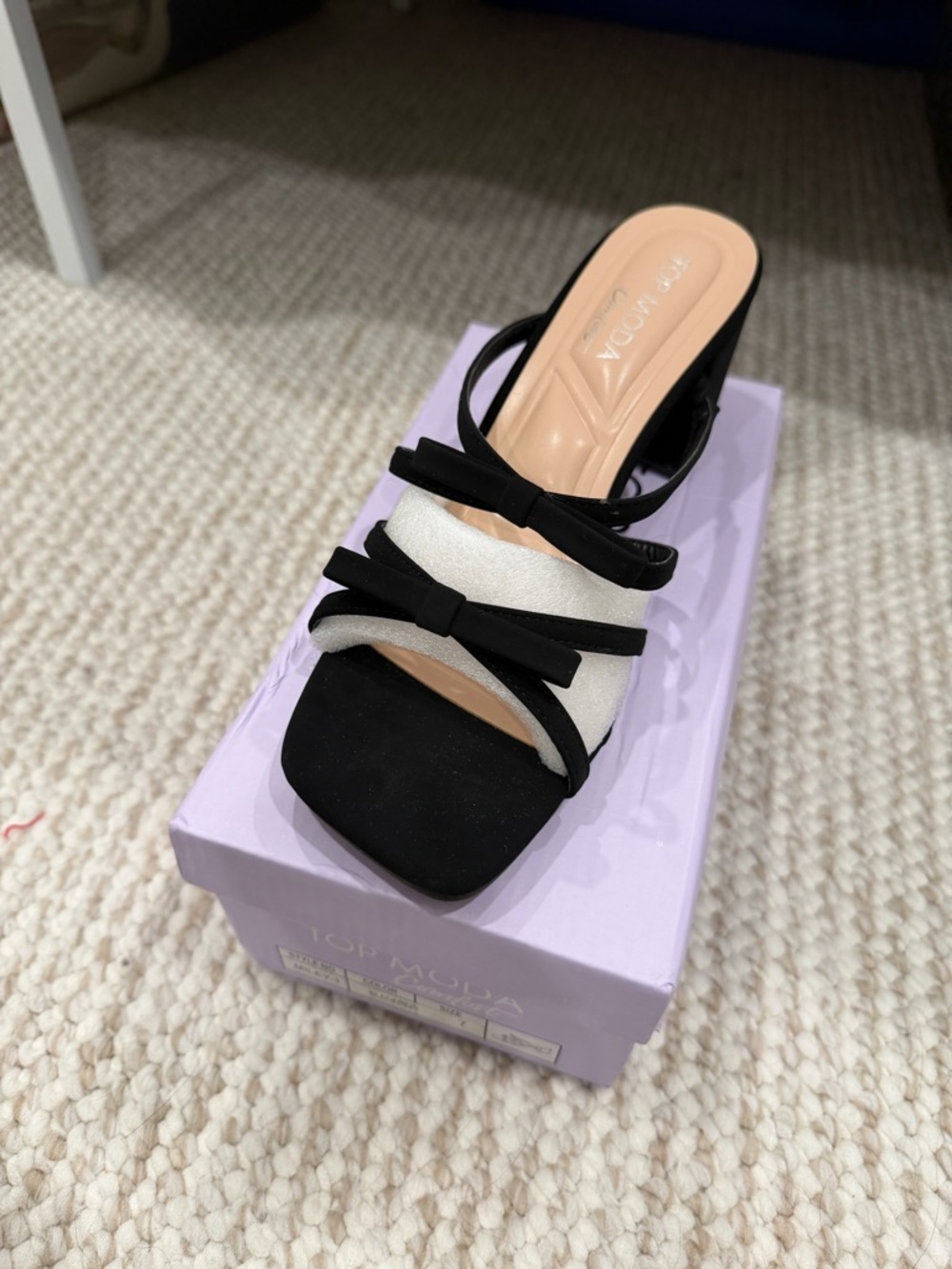 Black Bow Block Mid Heels